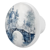 Blau-Weiß-Delft-Landschaft Keramikknauf (Rechts)