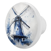 Blau-weiß Delft-Landschaft mit Windmühle Keramikknauf (Rechts)