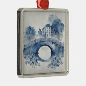Blau-Weiß-Delft-Landschaft Ornament Aus Metall (Rechts)