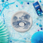 Blau-Weiß-Delft-Landschaft Pappteller (Party)