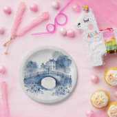 Blau-Weiß-Delft-Landschaft Pappteller (Party)