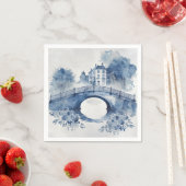 Blau-Weiß-Delft-Landschaft Serviette (Beispiel)