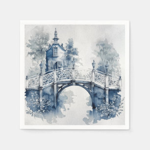 Blau-Weiß-Delft-Landschaft Serviette