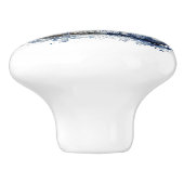 Blau-weiß Delft-Schiff mit Dorfszene Keramikknauf (Seitenansicht)