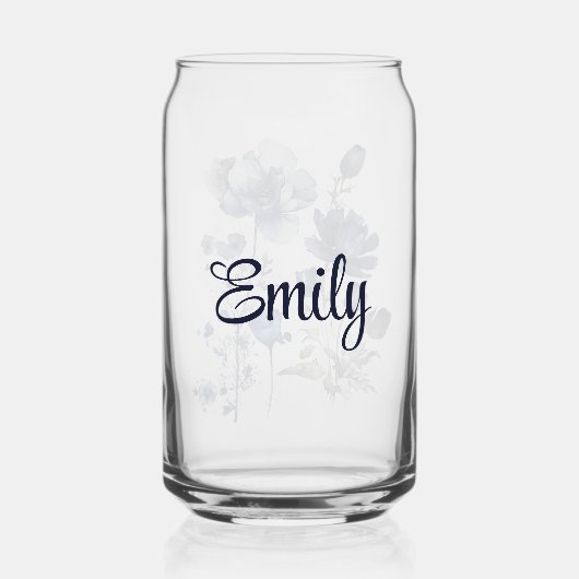 Blau-weiß Delft-Stil mit Wildblumen Dosenglas (Rückseite)