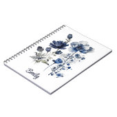 Blau-weiß Delft-Stil mit Wildblumen Notizblock (Linke Seite)