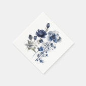 Blau-weiß Delft-Stil mit Wildblumen Serviette (Ecke)