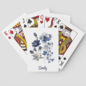 Blau-weiß Delft-Stil mit Wildblumen Spielkarten (Rückseite)