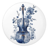 Blau-Weiß-Delft-Stil-Violine mit Blume Keramikknauf (Vorderseite)