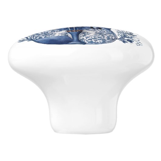 Blau-Weiß-Delft-Stil-Violine mit Blume Keramikknauf (Seitenansicht)