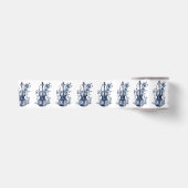 Blau-Weiß-Delft-Stil-Violine mit Blume Satinband (Vorderseite)