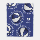 Blau weiß Der Basketballplatz ist mein glücklicher Fleecedecke (Vorderseite)