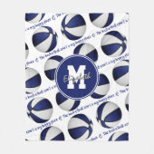 Blau weiß Der Basketballplatz ist mein glücklicher Fleecedecke (Vorderseite)