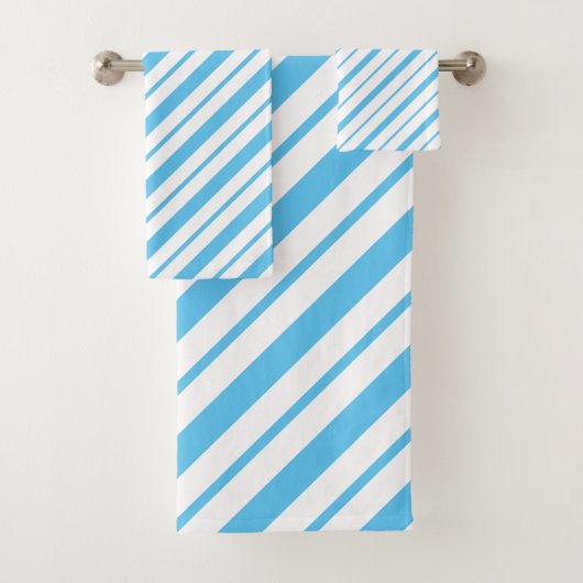 Blau-Weiß-Diagonal gestreiftes Muster Badhandtuch Set (Insitu)