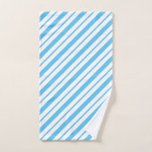 Blau-Weiß-Diagonal gestreiftes Muster Badhandtuch Set (Handtuch)