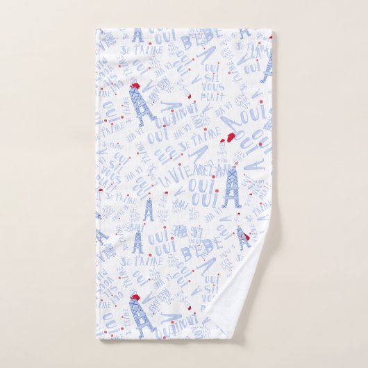 Blau-weiß-Eiffelturm Badehandtuch Set (Handtuch)