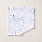 Blau-weiß-Eiffelturm Badehandtuch Set (Waschlappen)