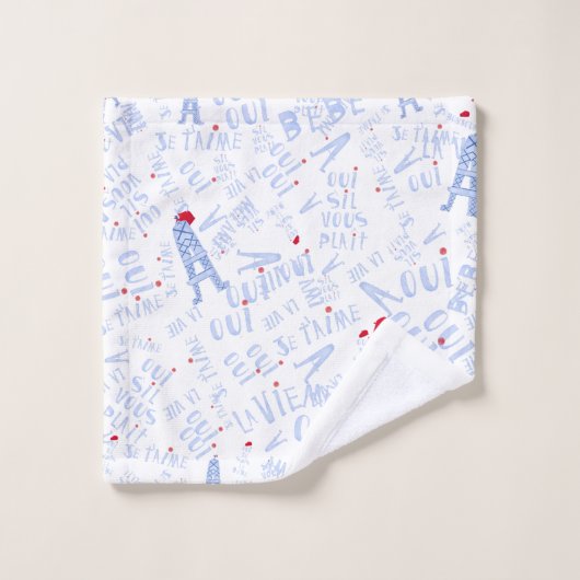 Blau-weiß-Eiffelturm Badehandtuch Set (Waschlappen)