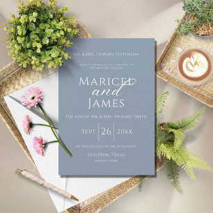 Blau & Weiß Einfache moderne Hochzeit Einladung