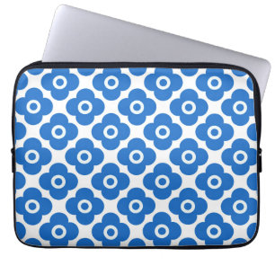 Blau-weiß einfaches florales Muster retro floral Laptopschutzhülle