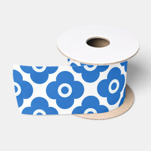 Blau-weiß einfaches florales Muster retro floral Satinband