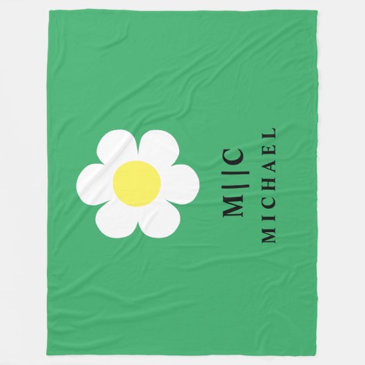 Blau-Weiß-Farbstoff, einfach, modern, monogramm ni Fleecedecke (Vorderseite)