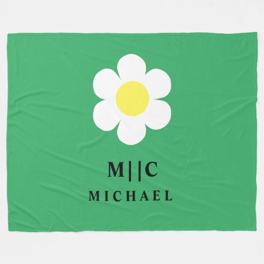 Blau-Weiß-Farbstoff, einfach, modern, monogramm ni Fleecedecke (Vorderseite (Horizontal))