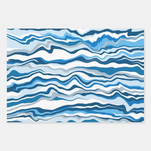 Blau-Weiß-Flüssigkeits-Marmor Geschenkpapier Set (Vorderseite 3)