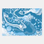 Blau-Weiß-Flüssigkeits-Marmor Geschenkpapier Set (Vorderseite)