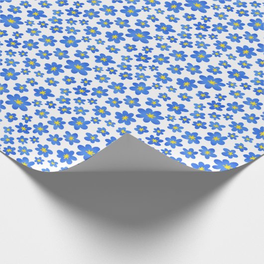 Blau-Weiß-Frühlingsmuster Geschenkpapier (Ecke)