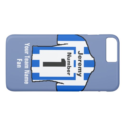 Blau-Weiß-Fußball-Shirt Name und Mannschaft wählen Case-Mate iPhone Hülle (Rückseite (Horizontal))