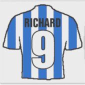 Blau-Weiß Fußball Shirt zu personalisieren. Aufkleber (Vorderseite)