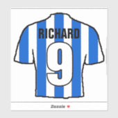 Blau-Weiß Fußball Shirt zu personalisieren. Aufkleber (Blatt)