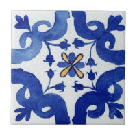 Blau-Weiß-Gelb-Blüten-Mittelmeer-Aquarell