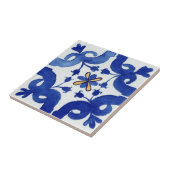 Blau-Weiß-Gelb-Blüten-Mittelmeer-Aquarell Fliese (Seite)