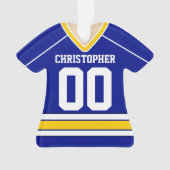 Blau/Weiß/Gelb Custom Hockey Jersey Ornament (Vorderseite)