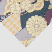 Blau Weiß Gelb Japanischer Kimono Blumendekoupage Seidenpapier (Detail)