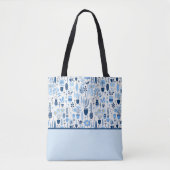Blau, Weiß, Gelbe Pflanze, Farbblock Tasche (Vorderseite)