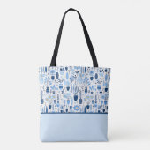 Blau, Weiß, Gelbe Pflanze, Farbblock Tasche (Rückseite)
