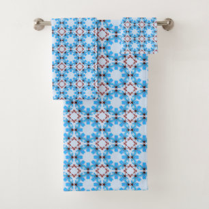 Blau-weiß geometrisch gemustert badhandtuch set