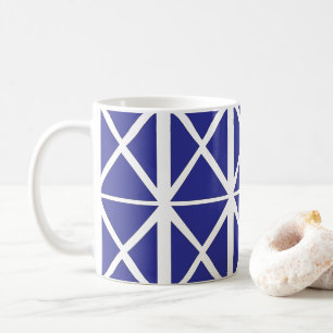 Blau Weiß Geometrisches Dreiecksmuster Kaffeetasse