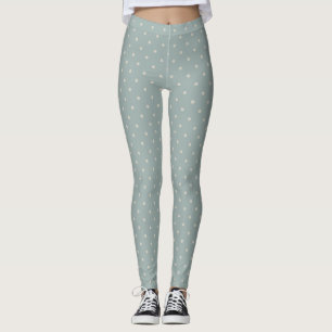 Blau-weiß gepunktete Damen- Leggings