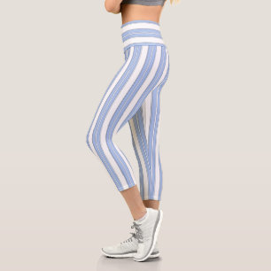 Blau-weiß gestreift capri leggings