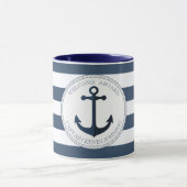 Blau-weiß gestreift mit personalisiertem Anker Tasse (Zentrum)