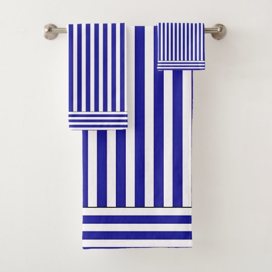Blau Weiß gestreiftes Badehandtuch-Set  Badhandtuch Set (Insitu)
