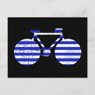 blau-weiß gestreiftes Fahrrad Postkarte