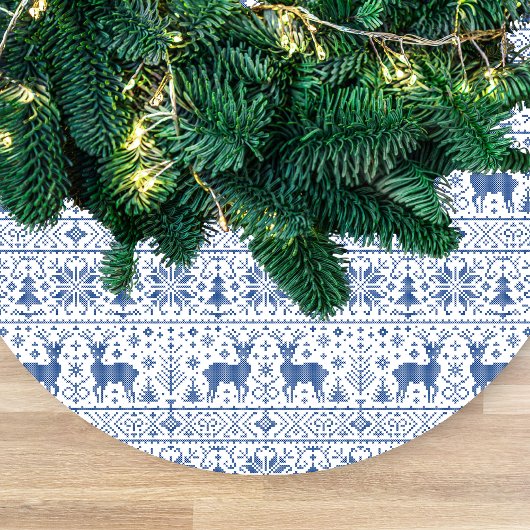 Blau-weiß gestrickter hässlicher Pullover Musterna Fleece Weihnachtsbaumdecke