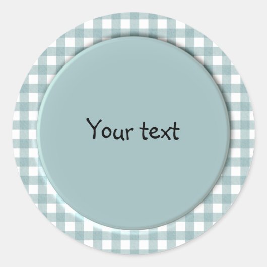 Blau-Weiß-Gingham-Design Runder Aufkleber (Vorderseite)