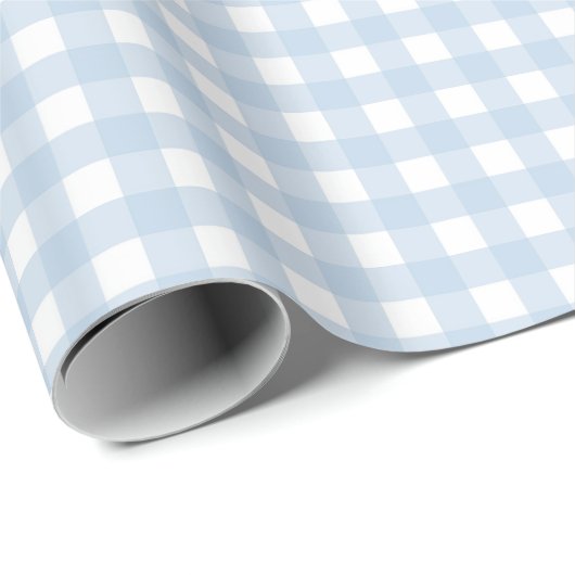 Blau-Weiß-Gingham Geschenkpapier (Rolleneckpunkt)