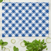 Blau-Weiß Gingham - Hintergrundfarbe wählen Geschirrtuch (Gefaltet)
